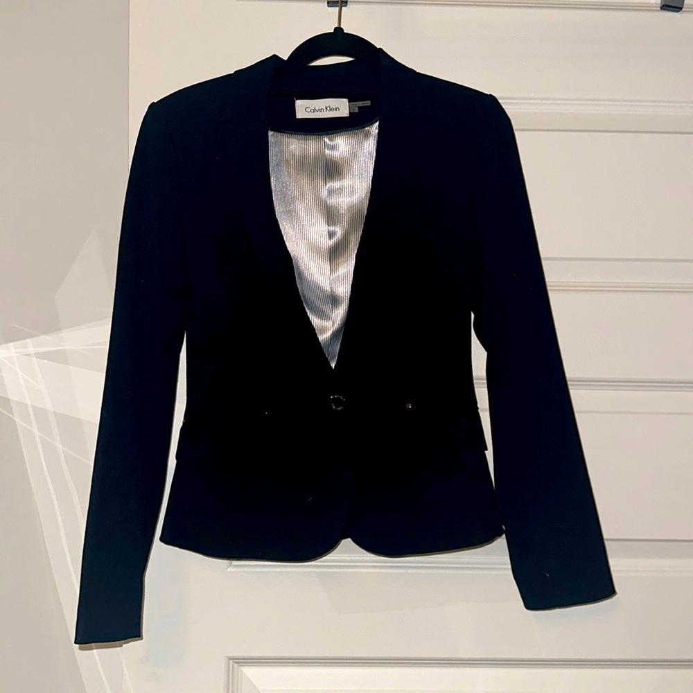 CALVIN KLEIN Lined Stretch PolyRayon Blazer Jacket